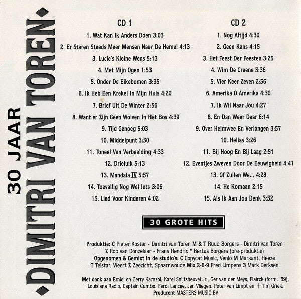 Dimitri Van Toren : 30 Jaar Dimitri Van Toren (2xCD, Comp)