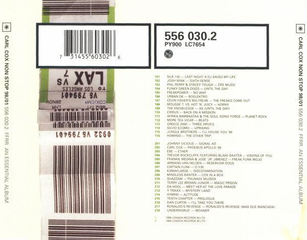 Carl Cox : Non Stop 98/01 (2xCD, Mixed)