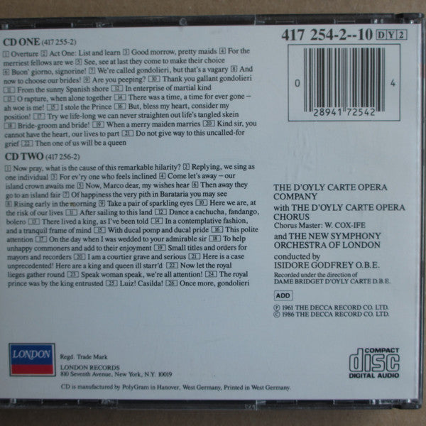 D'Oyly Carte Opera Company, Gilbert & Sullivan : The Gondoliers (2xCD)