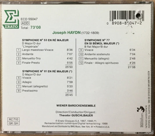 Joseph Haydn : Symphonies Nos. 53 / 61 / 77 (CD, Comp, RM)