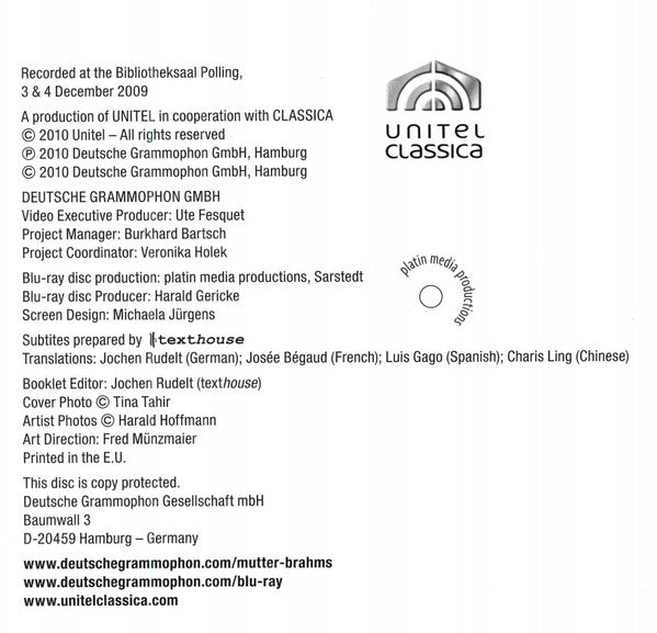 Anne-Sophie Mutter, Lambert Orkis, Johannes Brahms : The Violin Sonatas (Blu-ray, Multichannel)