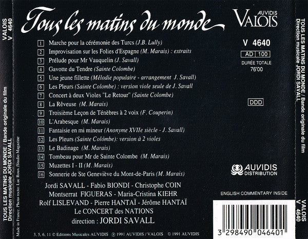 Jordi Savall : Tous Les Matins Du Monde (CD)