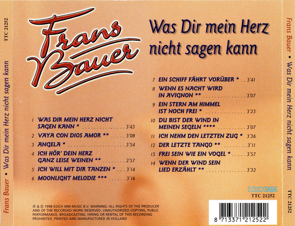 Frans Bauer : Was Dir Mein Herz Nicht Sagen Kann (CD, Album)