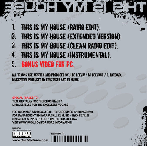 Sinharaja vs. DGK : This Is My House (CD, Maxi, Enh, Car)