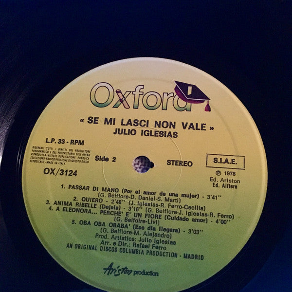 Julio Iglesias : Se Mi Lasci Non Vale (LP, Album, RE)
