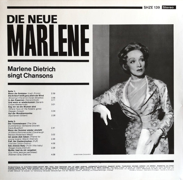 Marlene Dietrich : Die Neue Marlene (Marlene Dietrich Singt Chansons) (LP, Album)