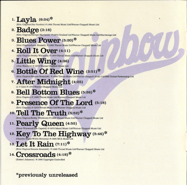 Eric Clapton : Eric Clapton's Rainbow Concert (CD, Album, RE, RM)