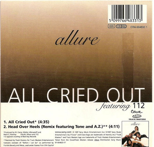 Allure (3) Featuring 112 : All Cried Out (CD, Single, Car)