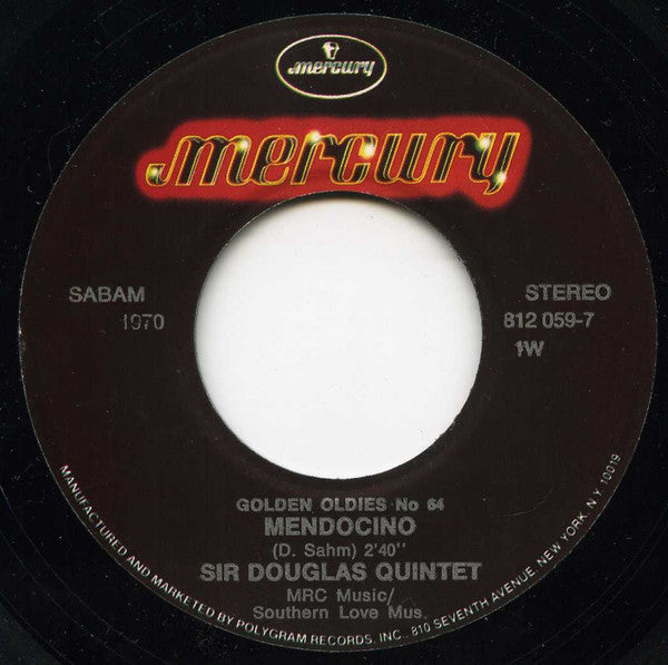 Sir Douglas Quintet : Mendocino  / She's About A Mover (7", Single, RE)