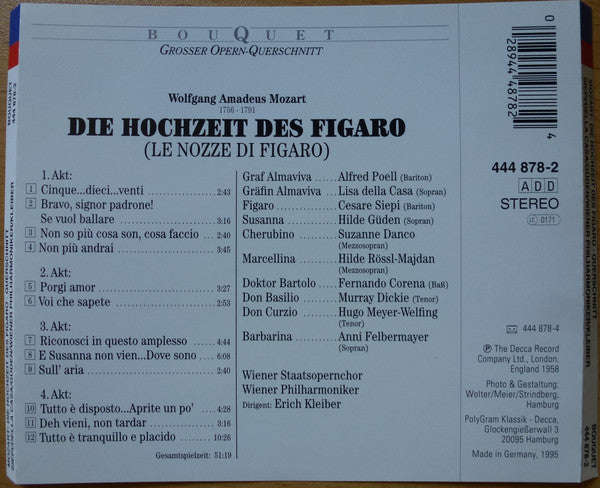 Wolfgang Amadeus Mozart, Wiener Philharmoniker, Wiener Staatsopernchor, Erich Kleiber, Alfred Poell ∙ Lisa Della Casa ∙ Hilde Güden ∙ Cesare Siepi ∙ Murray Dickie, Fernando Corena : Die Hochzeit Des Figaro - Opernquerschnitt (CD, Album)