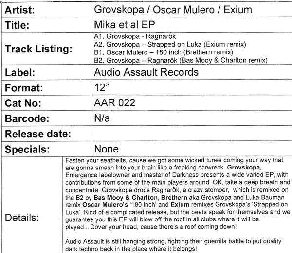 Grovskopa : Mika Et Al EP (12", EP, W/Lbl)