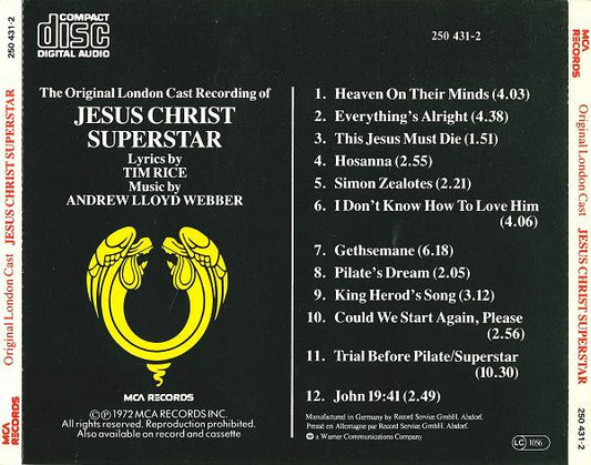 Andrew Lloyd Webber And Tim Rice : Jesus Christ Superstar (Original London Cast) (CD, Album)
