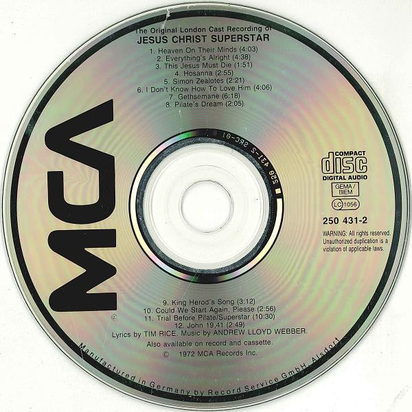 Andrew Lloyd Webber And Tim Rice : Jesus Christ Superstar (Original London Cast) (CD, Album)