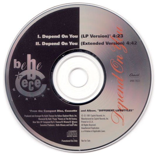 Bebe & Cece Winans : Depend On You (CD, Single, Promo)