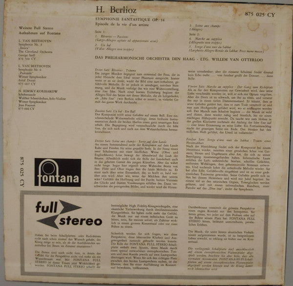 Hector Berlioz, The Hague Philharmonic Ltg. Willem Van Otterloo : Symphonie Fantastique (LP)