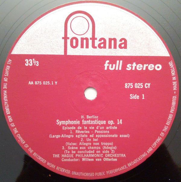 Hector Berlioz, The Hague Philharmonic Ltg. Willem Van Otterloo : Symphonie Fantastique (LP)