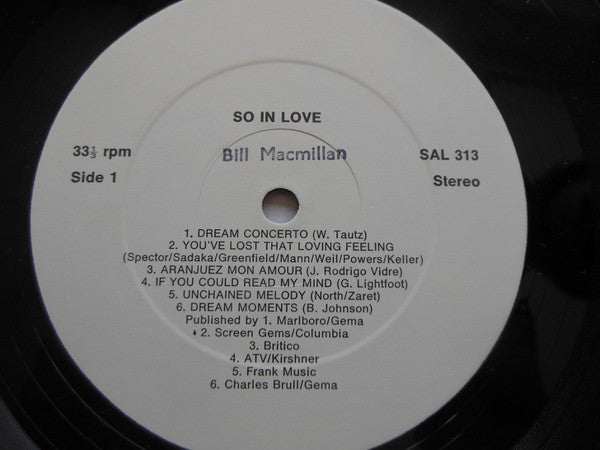 Bill Macmillan : So In Love (LP, Album)