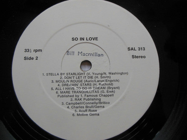 Bill Macmillan : So In Love (LP, Album)