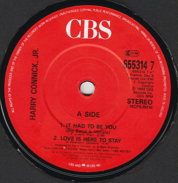 Harry Connick, Jr. : It Had To Be You (7", EP, Single, gat)