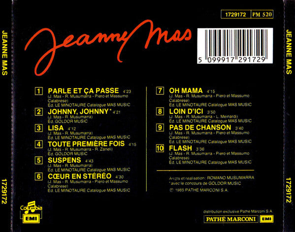 Jeanne Mas : Jeanne Mas (CD, Album, RP)