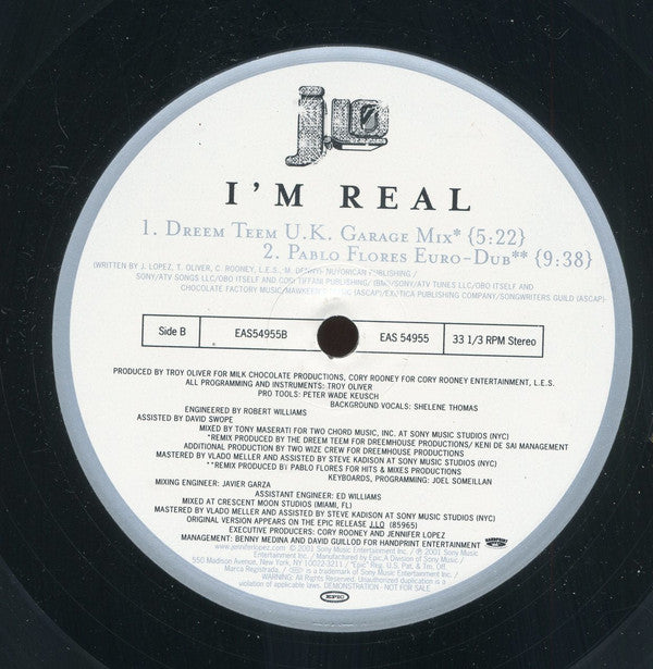 Jennifer Lopez : I'm Real (12", Promo)
