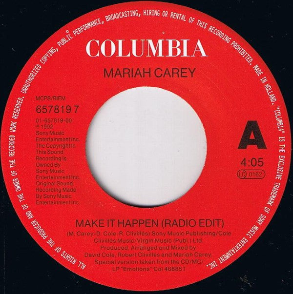 Mariah Carey : Make It Happen (7", Single)