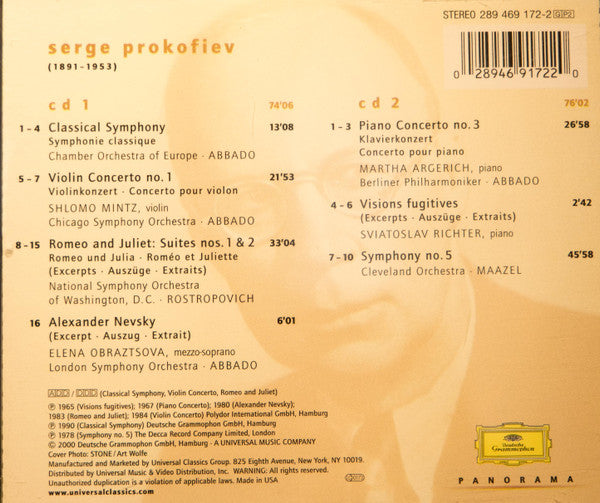 Sergei Prokofiev : Serge Prokofiev (2xCD, Album, Comp)