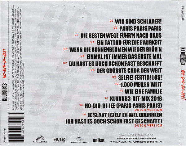 Klubbb3 : Ho-Dio-Di-Jee! Wir Werden Immer Mehr! Dutch Version (CD, Album)