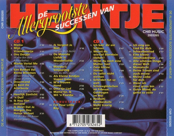 Heintje : De Allergrootste Successen Van Heintje (2xCD, Comp)