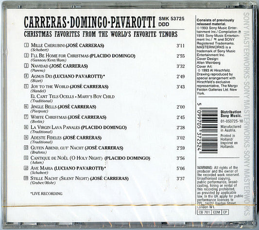 José Carreras, Placido Domingo, Luciano Pavarotti : Christmas Favorites From The World's Favorite Tenors (CD, Comp)