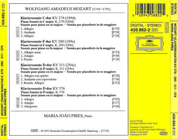 Mozart*, Maria João Pires : Klaviersonaten = Piano Sonatas K. 279 · K. 280 · K. 311 · K. 576 (CD, Album, PRS)