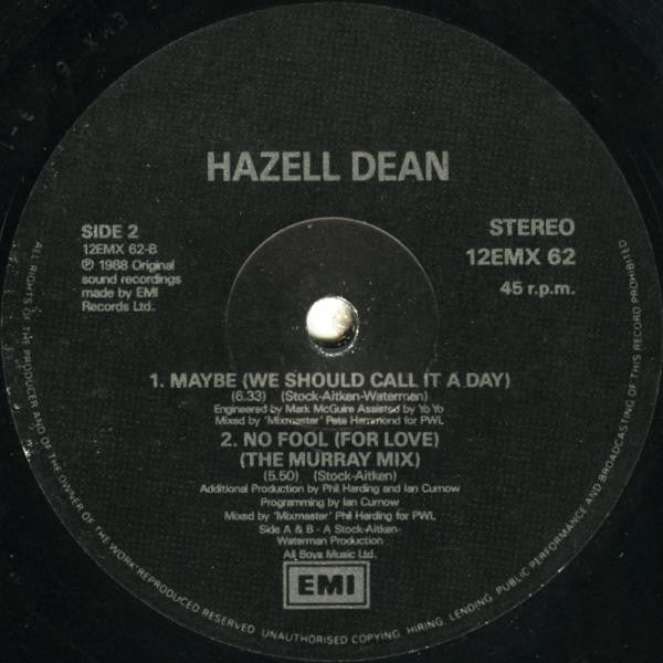 Hazell Dean : Maybe (We Should Call It A Day) (Extra Beat Boys Remix) (12")