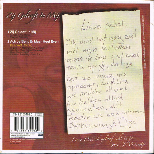 André Hazes : Zij Gelooft In Mij (CD, Single, RE)