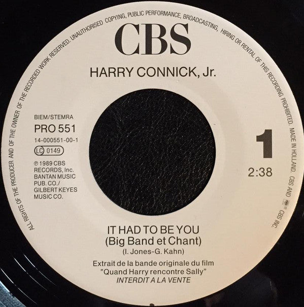 Harry Connick, Jr. : It Had To Be You - B.O.F. "Quand Harry Rencontre Sally..." (7", Single, Promo)