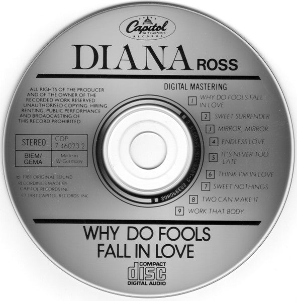 Diana Ross : Why Do Fools Fall In Love (CD, Album, RE)