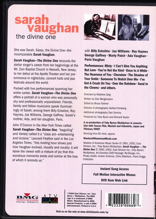Sarah Vaughan : The Divine One (DVD, NTSC, Doc)