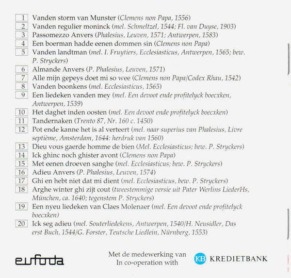 Paul Rans Ensemble : Antwerps Liedboek (CD, Album)