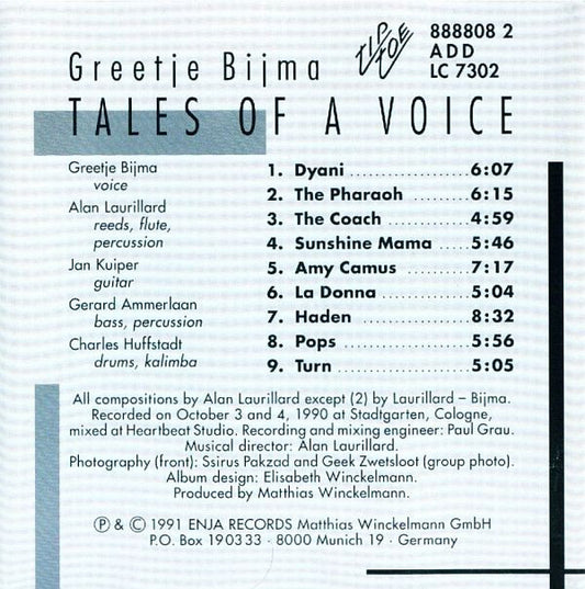 Greetje Bijma : Tales Of A Voice (CD, Album)