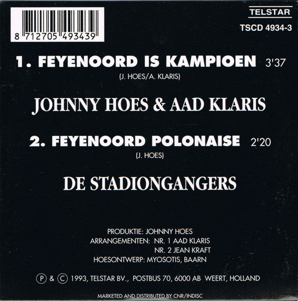 Johnny & Aad : Feyenoord Is Kampioen (CD, Single)
