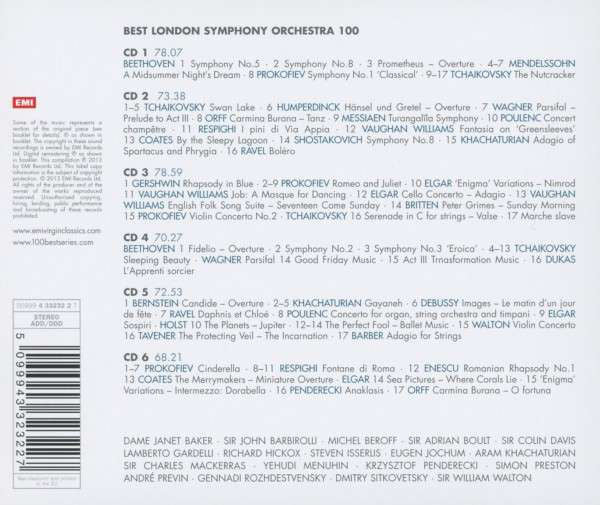 London Symphony Orchestra : 100 Best London Symphony Orchestra (6xCD, Comp, RM)