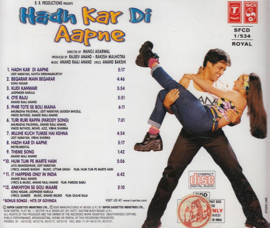 Anand Raj Anand, Anand Bakshi : Hadh Kar Di Aapne  (CD)
