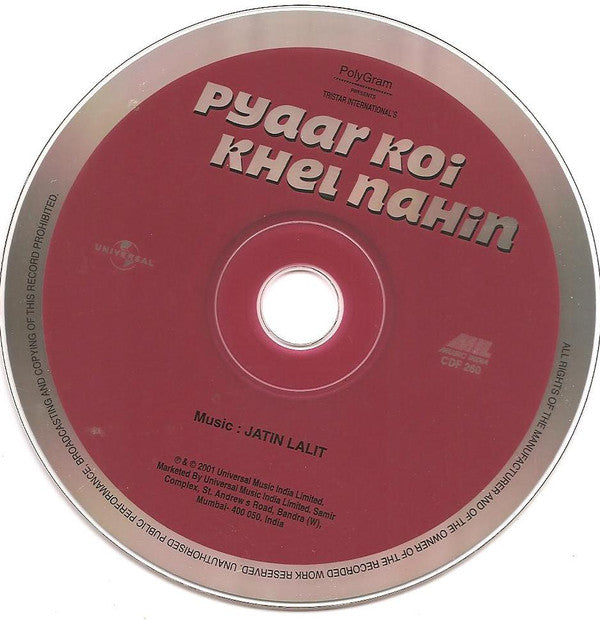 Jatin Lalit, Majrooh Sultanpuri : Pyaar Koi Khel Nahin (CD)