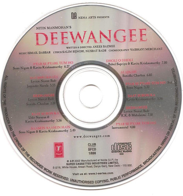Ismail Darbar, Salim Bijnori, Nusrat Badr : Deewangee (CD)