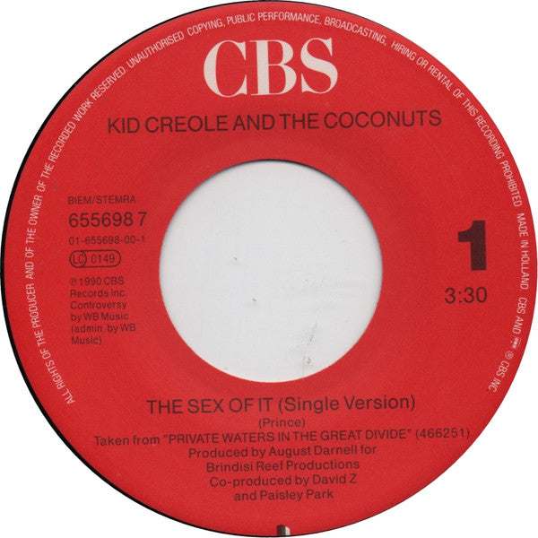 Kid Creole And The Coconuts : The Sex Of It (7", Single)