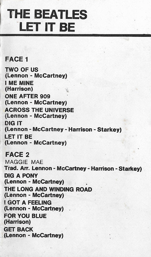 The Beatles : Let It Be (Cass, Album, RE)