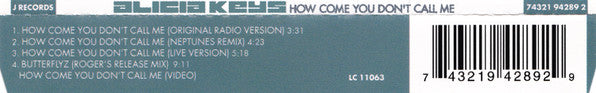 Alicia Keys : How Come You Don't Call Me (CD, Single, Enh)