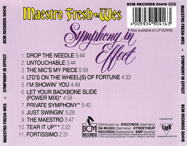 Maestro Fresh-Wes : Symphony In Effect (CD, Album)