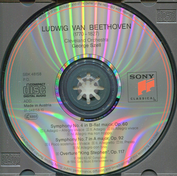 Ludwig van Beethoven, The Cleveland Orchestra · George Szell : Symphonies No. 4 & No. 7 - King Stephen Overture (CD, Comp, RE, RM)