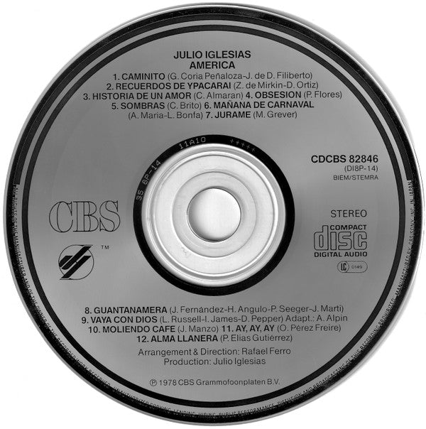 Julio Iglesias : America (CD, Album, RE)