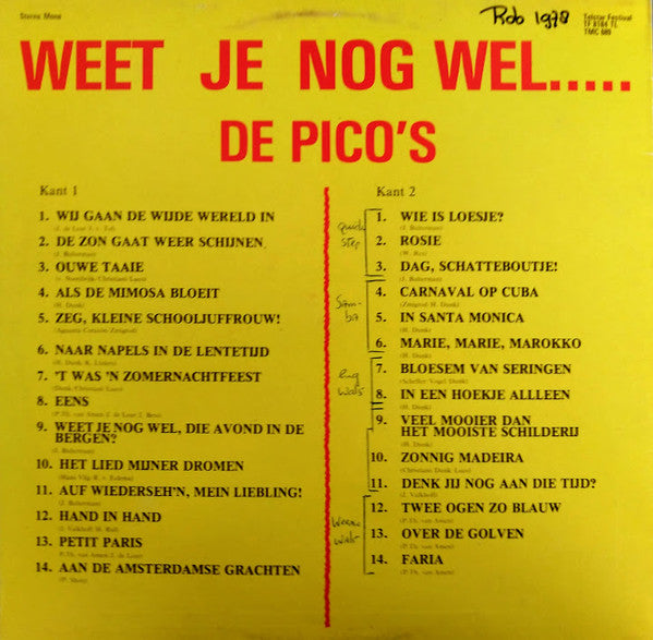 De 2 Pico's : Weet Je Nog Wel ..... (LP)